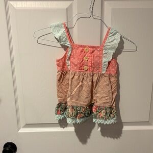 Matilda Jane Pink and Green Ruffle Blouse